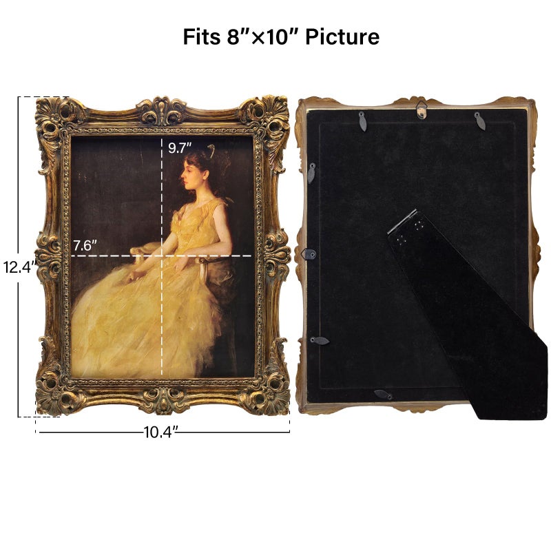 CISOO 8x10 Vintage Picture Frame Antique Ornate Bronze Gold Photo Frame  for Table Top and Wall Display  Decorative Floral Design Retro Home Decor  Photo Gallery Art - Image 5