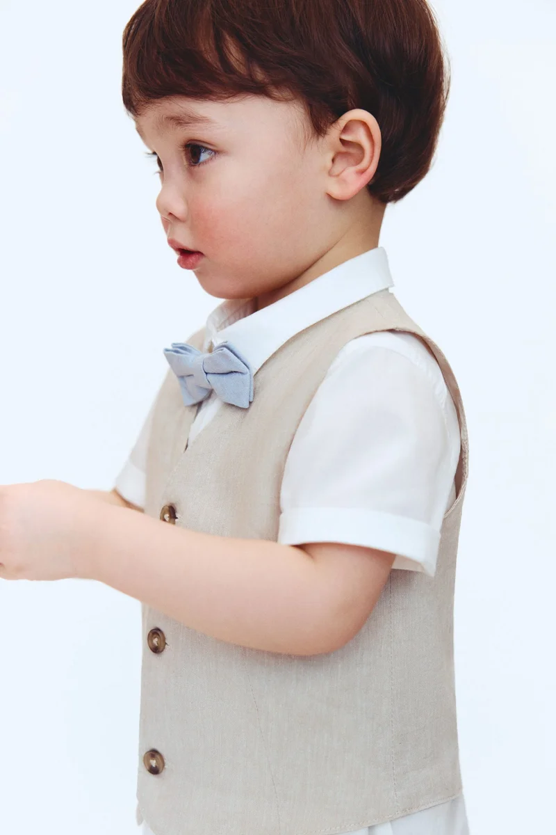 اتش اند ام طقم ملابس أنيق من مزيج الكتان - طقم من 4 قطع