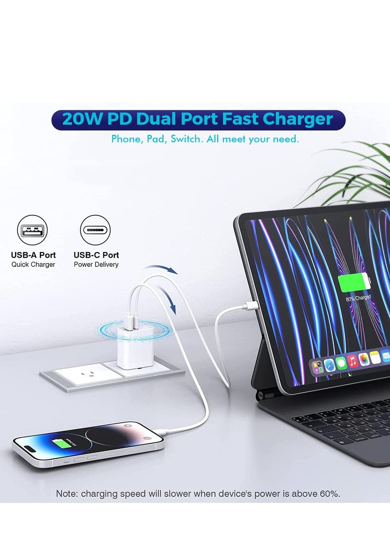 iPhone 16/15 charger block, 2pack 20w dual port pd Fast USB C Adapter Adapter + USB Black Compatible with iPhone 16/15/14/13/11/11/Pro Max/plus