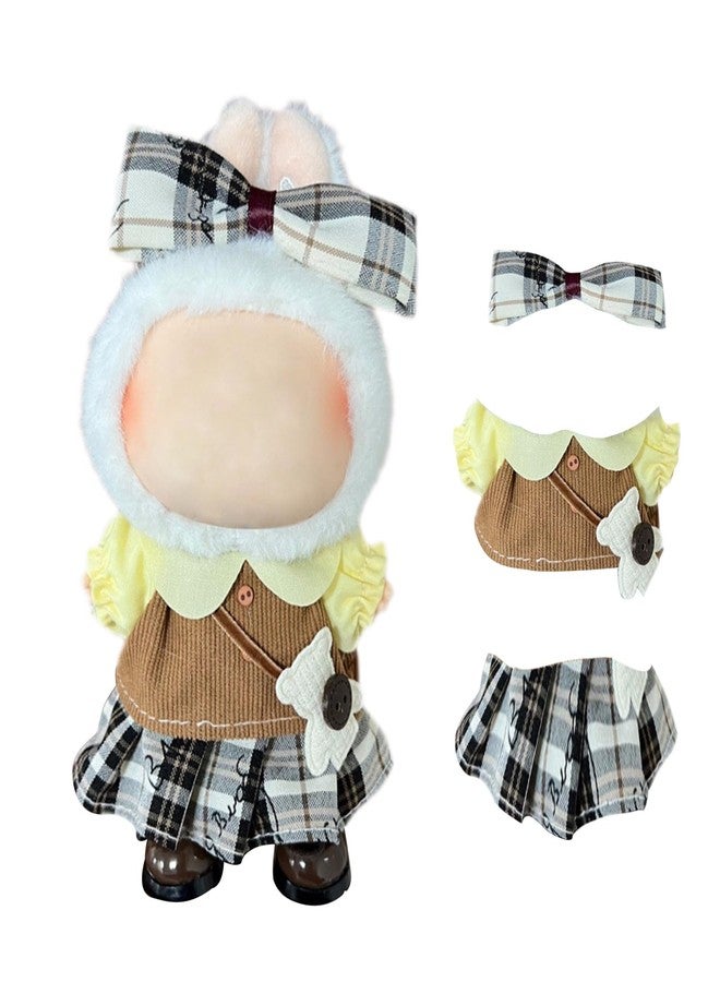 SHENIAFC 17cm Clothes Set, Cute Hat Unique Pocket Design Overalls Dress up Set(NO Doll), Handmade Clothing Designed for 17cm Doll (Yellow Set) - Image 2