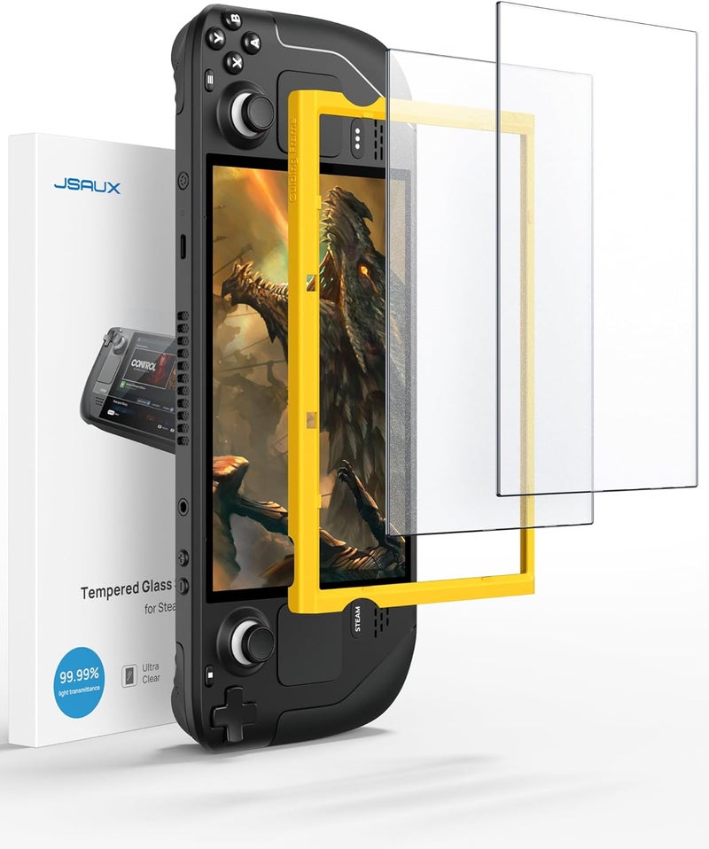 JSAUX 2-Pack Screen Protector for Steam Deck, Anti Glare Protector 9H Hardness Easy to Install with Guiding Frame Scratch Resistant Matte Tempered Glass Compatible with Steam Deck OLED - Image 1