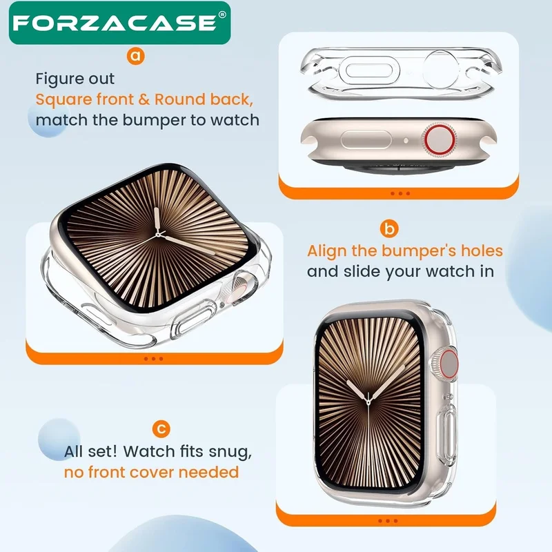 فورزاكاس Apple Watch 10 46MM Open Front Hard Plastic Rubber Case - FC380