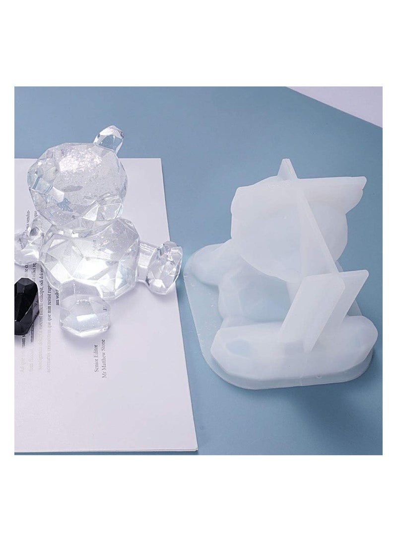 SYOSI قالب دب من الراتنج ثلاثي الأبعاد للحرف اليدوية، قالب صب للرائد من الراتنج الكريستالي دب كرتوني، قالب سيليكون لصنع دب كرتوني، حامل هاتف من راتنج الإبوكسي، قالب دب للحرف اليدوية، الزينة - Image 4