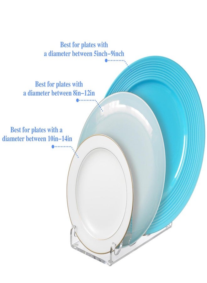 Yoande 4 Pcs Plate Dinnerware Display Stand Acrylic Clear Plate Stand China Platters Plate Holder Setting Plate Racks for Kitchenware Display Plates Cabinet Organizer (4 Tier) - Image 3