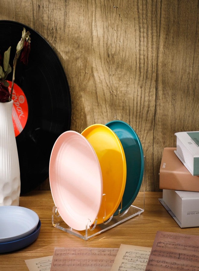 Yoande 4 Pcs Plate Dinnerware Display Stand Acrylic Clear Plate Stand China Platters Plate Holder Setting Plate Racks for Kitchenware Display Plates Cabinet Organizer (4 Tier) - Image 4