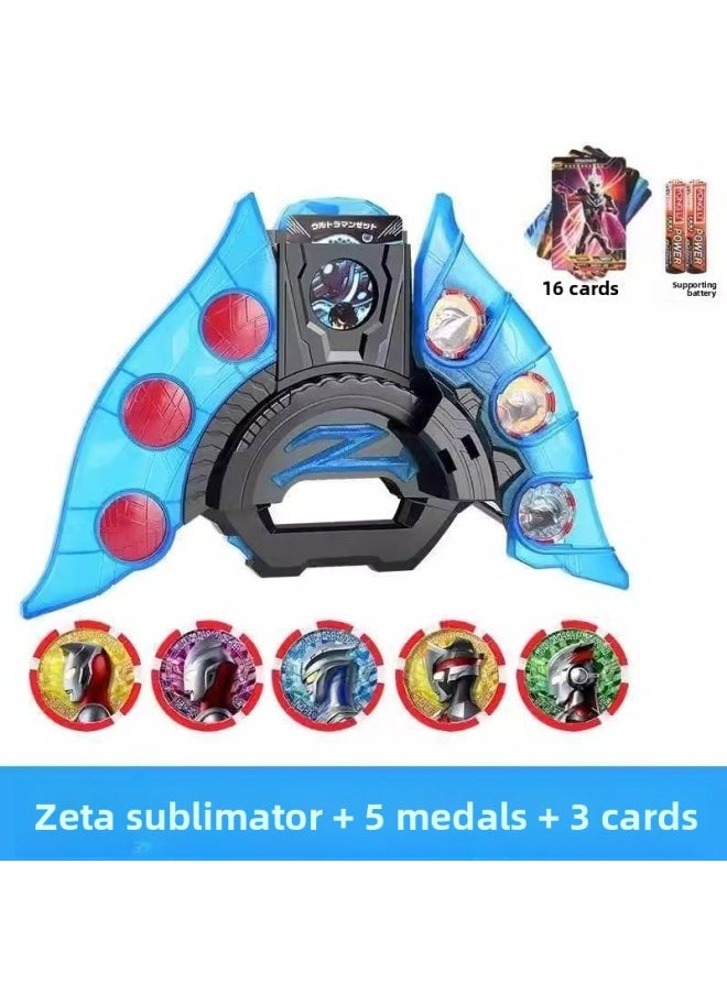 null - Zeta Ultra Sublimator Man Transformer Superman Beria Dusk Demon Sword Summoner Medal Folding Toy Set-Color:Zeta Sublimator + 24 Medals + Box + 23cm Delita [free 16 Cards + Battery] - Image 1