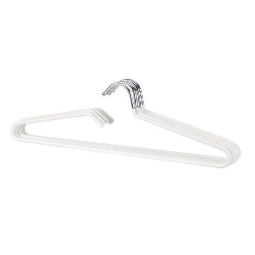 SHIMOYAMA Non-Slip Metal Clothes Hangers - 5 Pack, Space-Saving Short Neck Hangers for T-Shirts, Dresses, Tank Tops (White) - Image 1