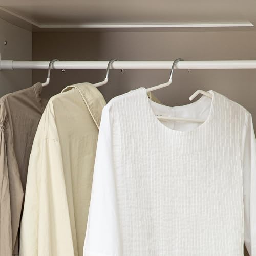 SHIMOYAMA Non-Slip Metal Clothes Hangers - 5 Pack, Space-Saving Short Neck Hangers for T-Shirts, Dresses, Tank Tops (White) - Image 2