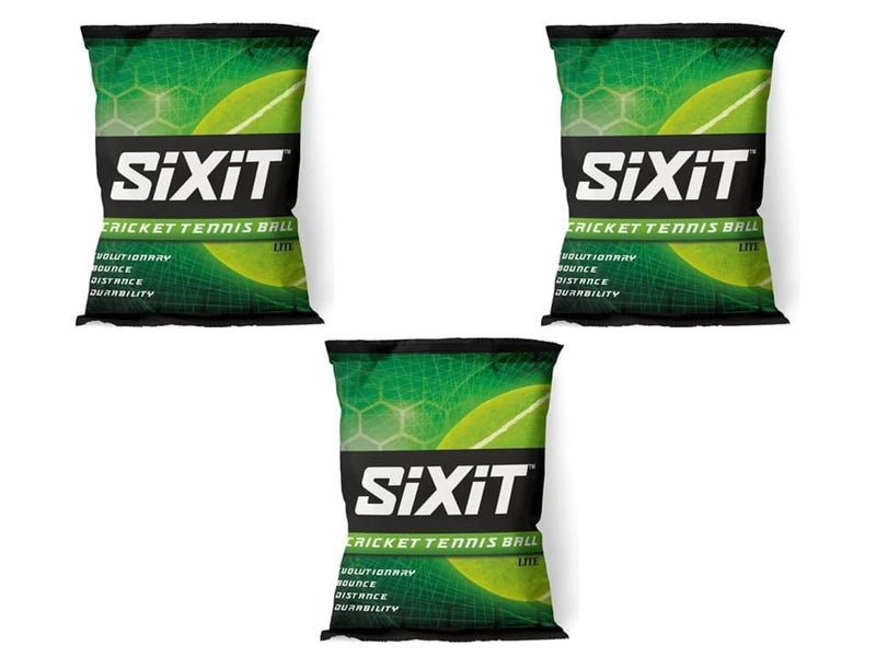 Sixit كرة كريكيت تنس، أخضر فوسفوري، عبوة من 3، مغطاة بالفلين - Image 1