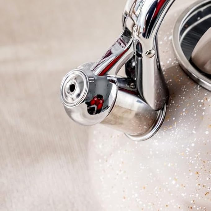 DANUBE HOME ChefS Delight Stainless Steel Whistling Kettle Durable Tea Kettle With Whistle Ideal For Boiling Water Elegant Design Perfect For Kitchen And Daily Use28L Beige - Image 4