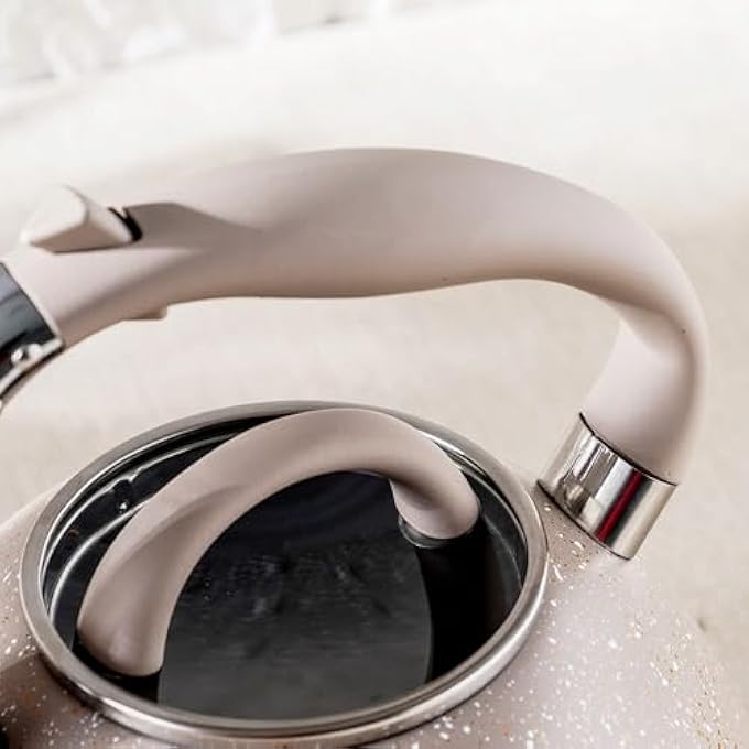 DANUBE HOME ChefS Delight Stainless Steel Whistling Kettle Durable Tea Kettle With Whistle Ideal For Boiling Water Elegant Design Perfect For Kitchen And Daily Use28L Beige - Image 2