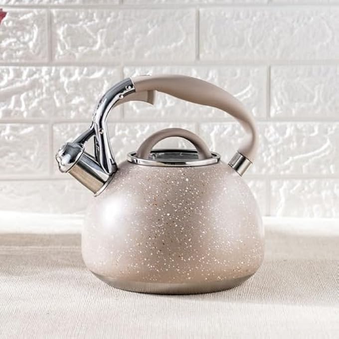 DANUBE HOME ChefS Delight Stainless Steel Whistling Kettle Durable Tea Kettle With Whistle Ideal For Boiling Water Elegant Design Perfect For Kitchen And Daily Use28L Beige - Image 1