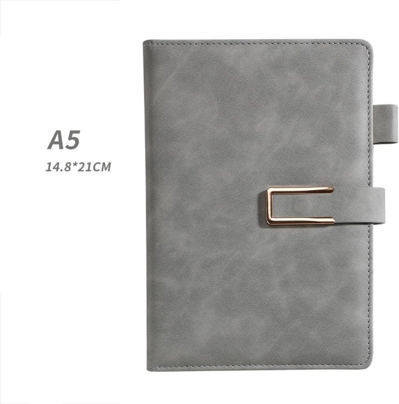 Fennec Mart First Unique PU Leather Diary with Magnetic Closure & Pen Holder - Undated, Lined Pages, 6×8.5 Inches, 192 Pages - Perfect for Office, Journaling, Travel - Gift for Men & Women (Gray) - Image 2
