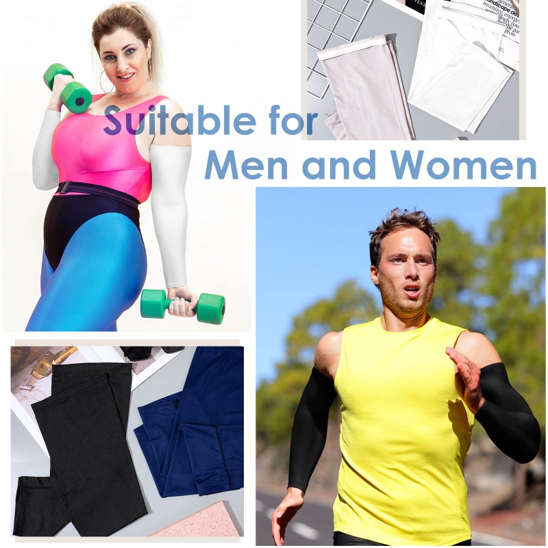 Chuarry 4 Pairs Plus Size Arm Sleeves for Women Men UV Sun Protection Cooling Ice Silk Arm Wraps for Flabby Arms(Cute Color) - Image 2