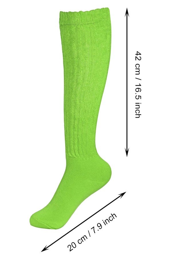 PPhtony Slouch Socks for Women Extra Long 80s 90s Neon Scrunch Knee High Socks for Party Sports (US, Alpha, One Size, Regular, Regular, Green) - Image 2