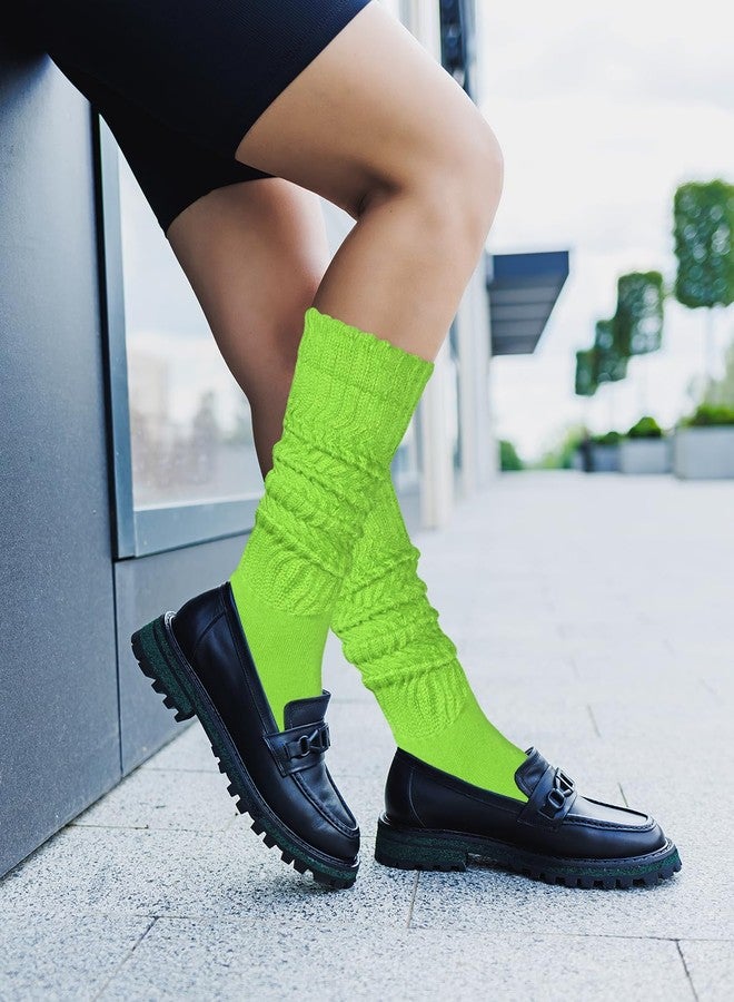 PPhtony Slouch Socks for Women Extra Long 80s 90s Neon Scrunch Knee High Socks for Party Sports (US, Alpha, One Size, Regular, Regular, Green) - Image 5
