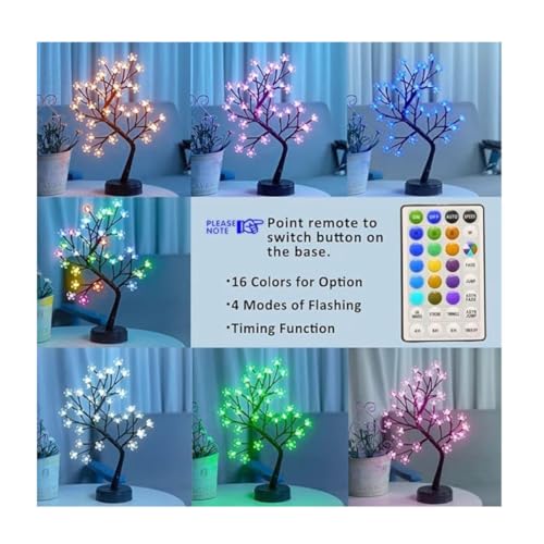 HUMAIZAR RGB Cherry Blossom Tree Light with Remote, 24 LED Color Changing Bonsai Lamp for Bedroom, Girls Room, Kids Room, Home Decor, Ramadan, Eid, Women’s Day Gift, Office Table Lamp - Image 2