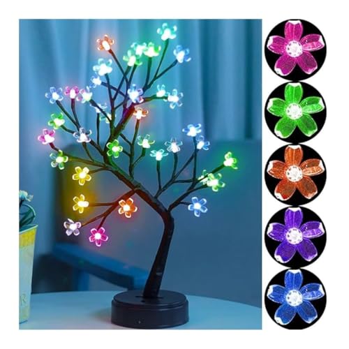 HUMAIZAR RGB Cherry Blossom Tree Light with Remote, 24 LED Color Changing Bonsai Lamp for Bedroom, Girls Room, Kids Room, Home Decor, Ramadan, Eid, Women’s Day Gift, Office Table Lamp - Image 1
