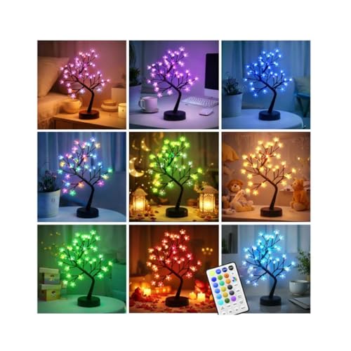 HUMAIZAR RGB Cherry Blossom Tree Light with Remote, 24 LED Color Changing Bonsai Lamp for Bedroom, Girls Room, Kids Room, Home Decor, Ramadan, Eid, Women’s Day Gift, Office Table Lamp - Image 5