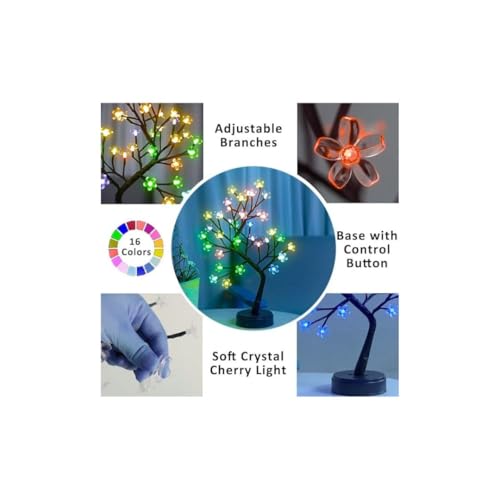 HUMAIZAR RGB Cherry Blossom Tree Light with Remote, 24 LED Color Changing Bonsai Lamp for Bedroom, Girls Room, Kids Room, Home Decor, Ramadan, Eid, Women’s Day Gift, Office Table Lamp - Image 3