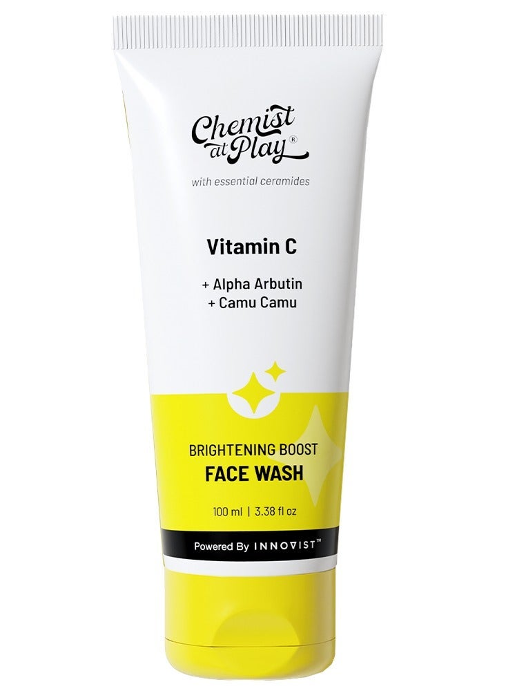 Chemist at Play Brightening Boost Face Wash with 30x Vitamin C | Cleans Oil & Dirt | Fades Dark Spots | Boosts Radiance | For All Skin Types | For Men & Women | Vegan | SLS & Paraben Free | 100 ml & 10% Vitamin C Face Serum |Brightens & Gives Glow |Fades Dark Spots |Treats Hyperpigmentation| Balances Melanin Production | Ethyl Ascorbic Acid & Glucosamine | For All Skin Types 30ml Bundle - Image 2