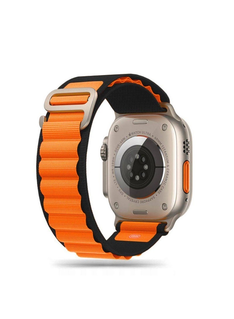 ELTRAZONE Apple Watch Alpine Loop Band 49mm/45mm/44mm/42m Nylon Woven Sport Strap Compatible with iWatch Series 8/Ultra/7/SE/6/5/4/3/2/1 Orange/Black - Image 1