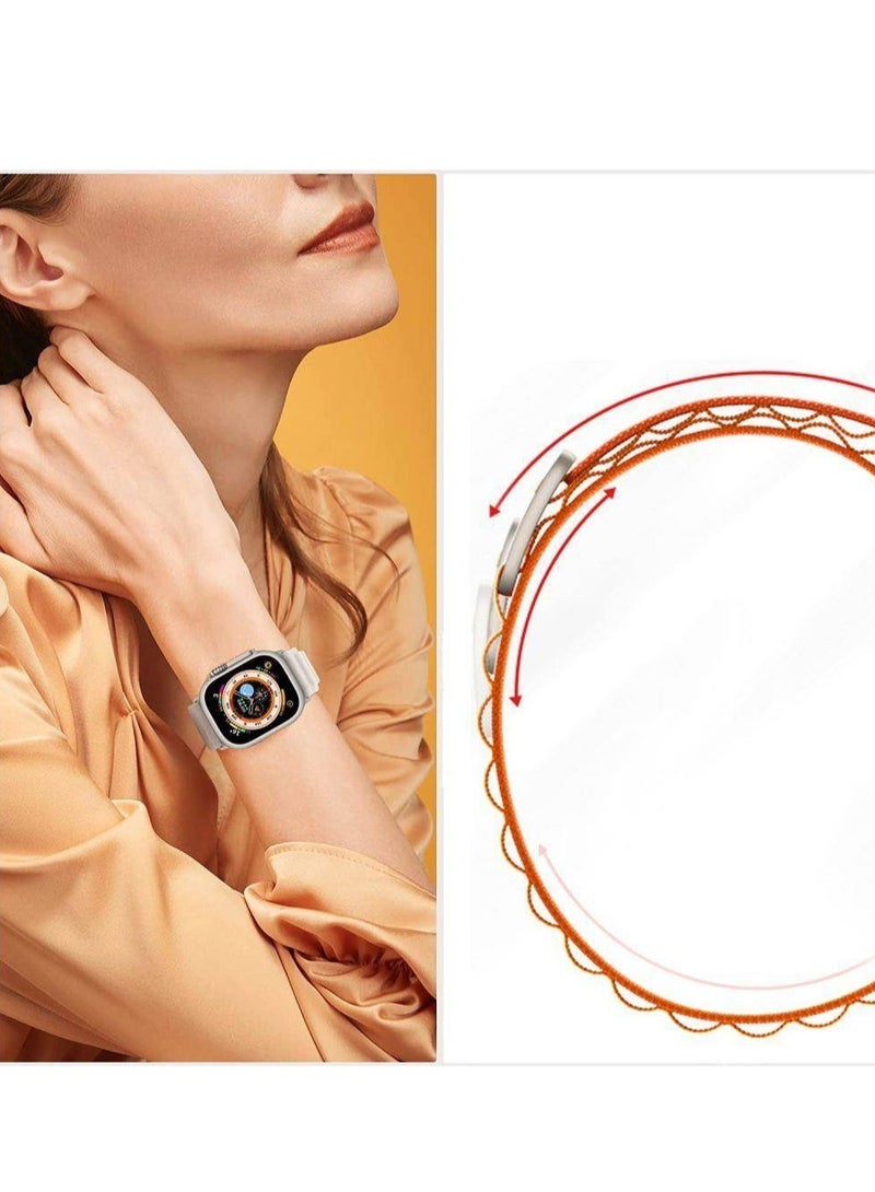 ELTRAZONE Apple Watch Alpine Loop Band 49mm/45mm/44mm/42m Nylon Woven Sport Strap Compatible with iWatch Series 8/Ultra/7/SE/6/5/4/3/2/1 Orange/Black - Image 3