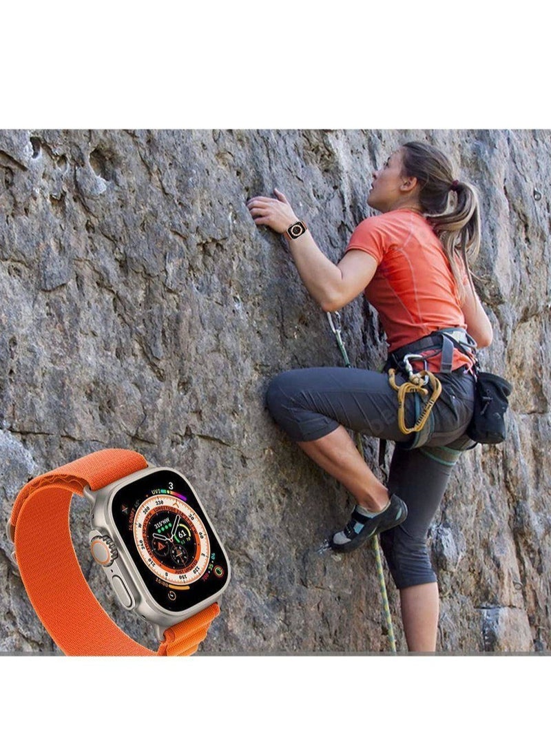 ELTRAZONE Apple Watch Alpine Loop Band 49mm/45mm/44mm/42m Nylon Woven Sport Strap Compatible with iWatch Series 8/Ultra/7/SE/6/5/4/3/2/1 Orange/Black - Image 2