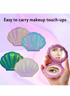 Excefore Shell Compact Mirror for Purses with 2 x 1x Magnification, Folding Mini Pocket Double Sided Travel Makeup Mirror, Perfect for Purse, Pocket  - Image 4