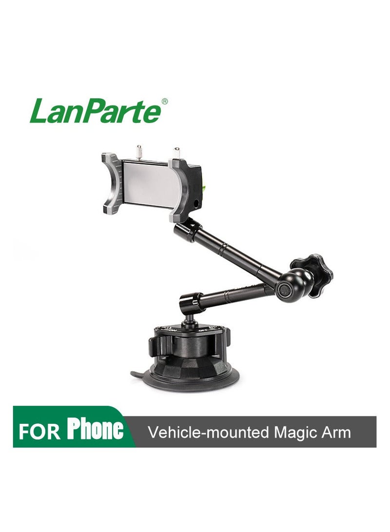 LanParte Aluminum Alloy Magic Arm with Phone Clamp Suction Cup Mount - Mobile Phone Holder for Car Navigation and Video Shooting - Image 3