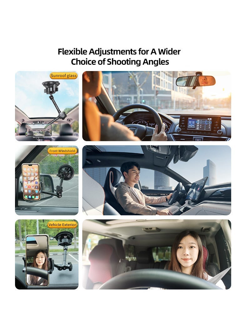 LanParte Aluminum Alloy Magic Arm with Phone Clamp Suction Cup Mount - Mobile Phone Holder for Car Navigation and Video Shooting - Image 5