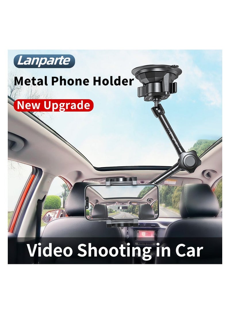 LanParte Aluminum Alloy Magic Arm with Phone Clamp Suction Cup Mount - Mobile Phone Holder for Car Navigation and Video Shooting - Image 4