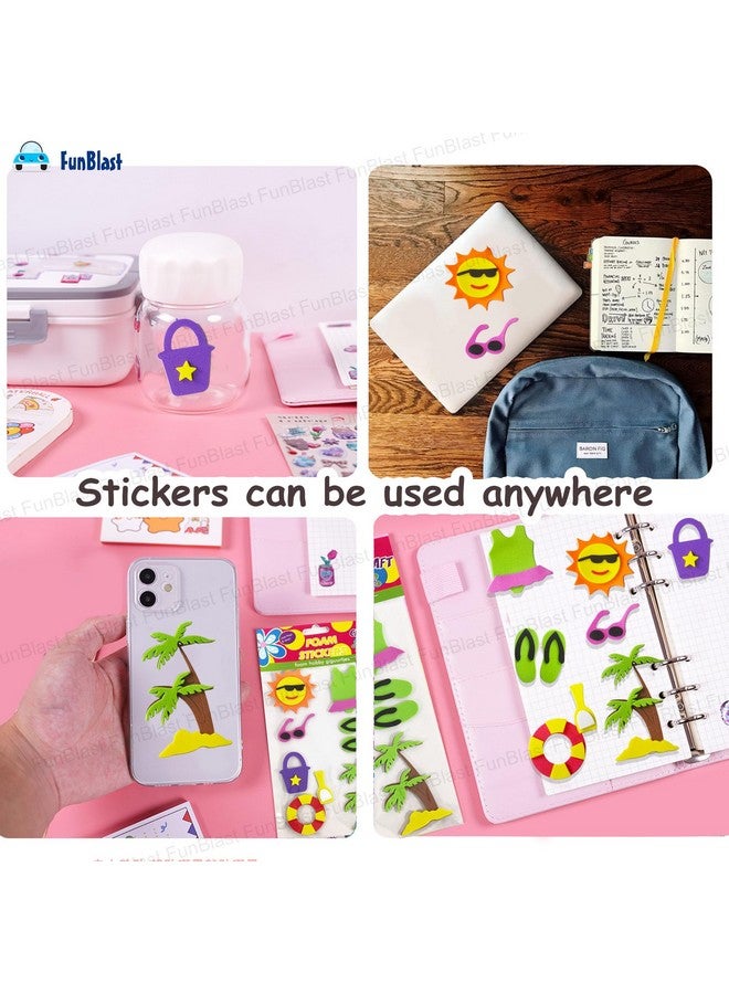 فنبلاست ملصقات إسفنجية من فن بلاست - ملصقات منفوخة ذاتية اللصق ثلاثية الأبعاد للأطفال، ملصقات بطابع كرتوني للأعمال الفنية والحرفية، وحجز القصاصات، والديكور، وأعمال المشاريع للأطفال - متعددة الألوان - Image 2