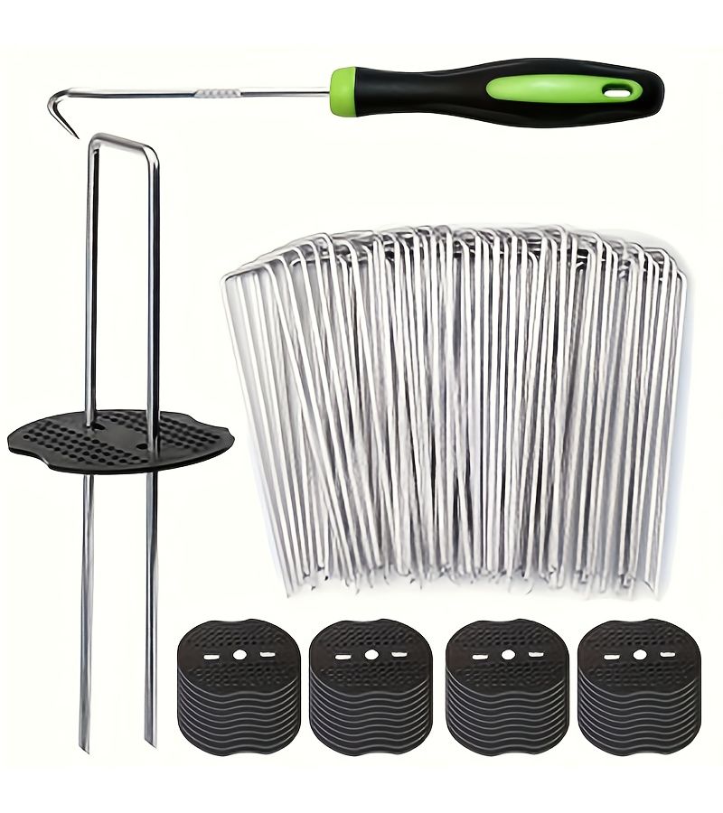 6 Inch Galvanized U-Shaped Landscape Anchors Heavy Duty Garden U-Nail Set for Lawn Grass Fabric - Image 4