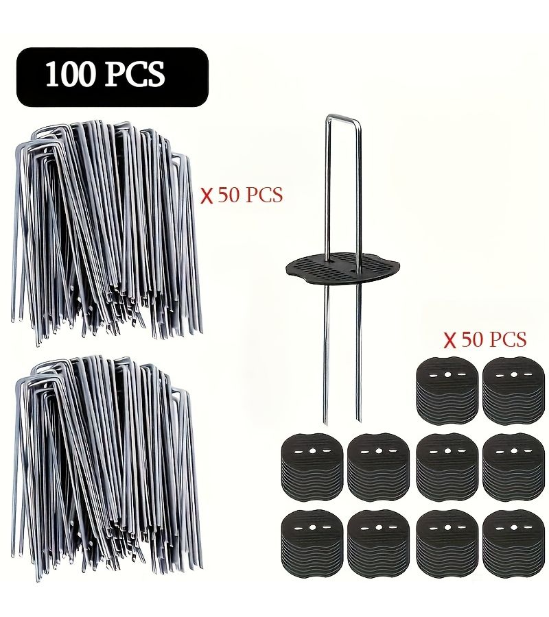 6 Inch Galvanized U-Shaped Landscape Anchors Heavy Duty Garden U-Nail Set for Lawn Grass Fabric - Image 2