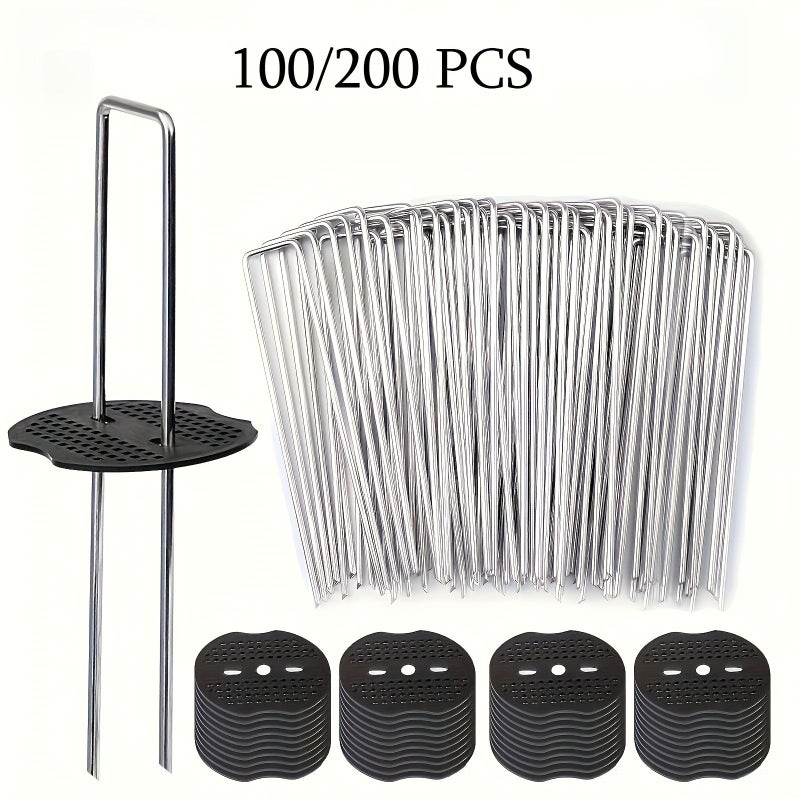 6 Inch Galvanized U-Shaped Landscape Anchors Heavy Duty Garden U-Nail Set for Lawn Grass Fabric - Image 1