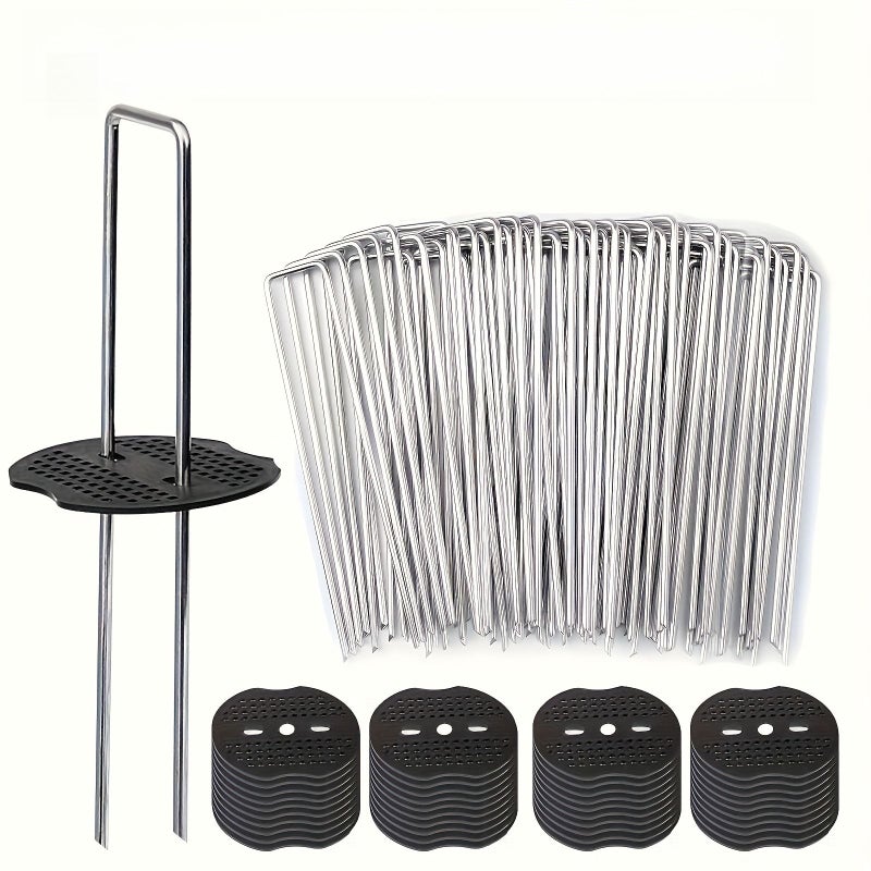 6 Inch Galvanized U-Shaped Landscape Anchors Heavy Duty Garden U-Nail Set for Lawn Grass Fabric - Image 5