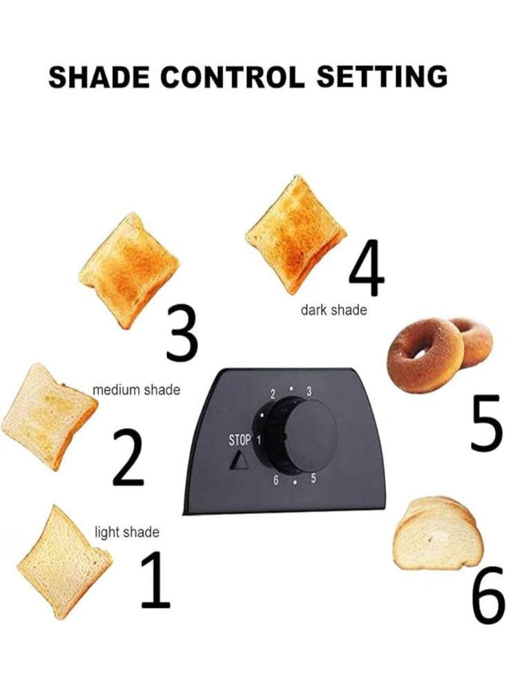 MUNTAQI Stainless Steel Slice Bread Toaster with Adjustable Browning Control, Stop Function & Removable Crumb Tray – 2 Slice Breakfast Toaster Machine - Image 4