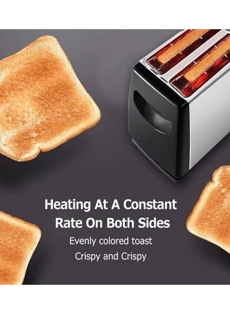 MUNTAQI Stainless Steel Slice Bread Toaster with Adjustable Browning Control, Stop Function & Removable Crumb Tray – 2 Slice Breakfast Toaster Machine - Image 2