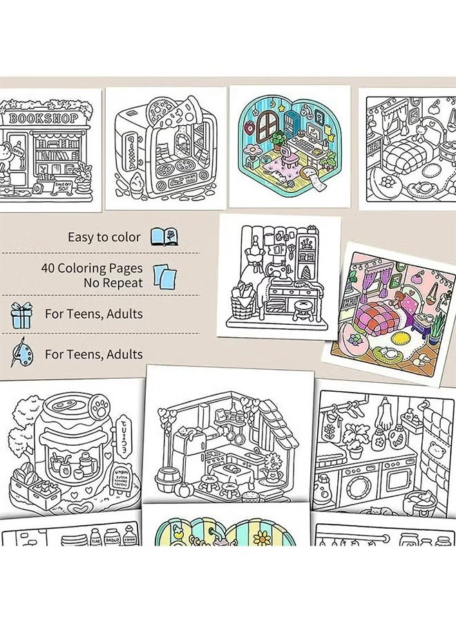 لحظات الفتاة: كتاب تلوين للكبار والمراهقين - أنشطة يومية لطيفة ومريحة، رسوم تأملية | فن علاجي مُهدئ للقلق، مجموعة مساحات مريحة (تلوين) - view 3