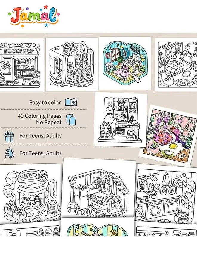 Jamal Girl Moments: A  Coloring Book for Adults & Teens - Cute & Cozy Daily Activities,  (Cozy Spaces Collection) - Image 3