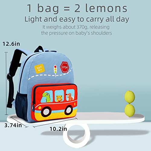 willikiva Car Dinosaur Kids Toddler Backpack for Boys and Girls Children Waterproof Preschool Bag(Blue Music Party) - Image 3