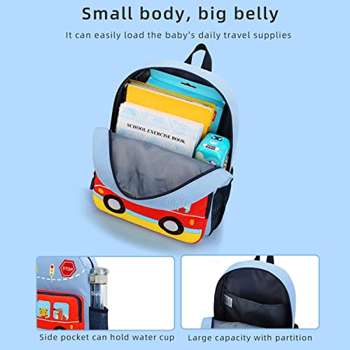 willikiva Car Dinosaur Kids Toddler Backpack for Boys and Girls Children Waterproof Preschool Bag(Blue Music Party) - Image 4