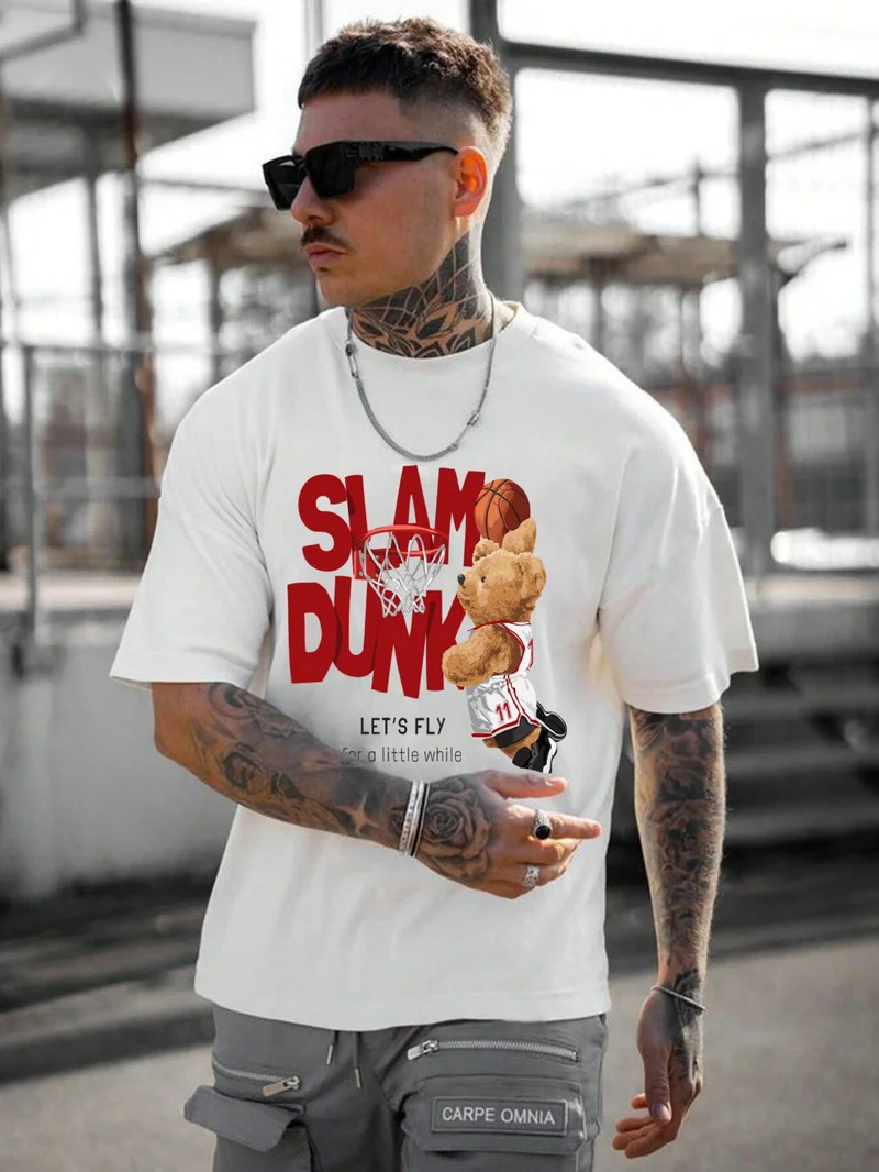 DogFish Men's Printed White Crew Neck Oversize Teddy Salas T-Shirt
