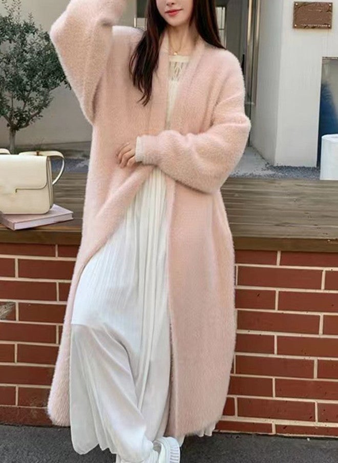 YUNIQEE سترة طويلة مفتوحة أمامية وردية للنساء - Image 4