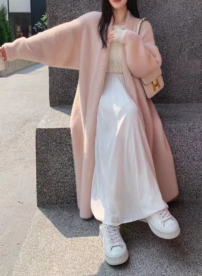 YUNIQEE سترة طويلة مفتوحة أمامية وردية للنساء - Image 3