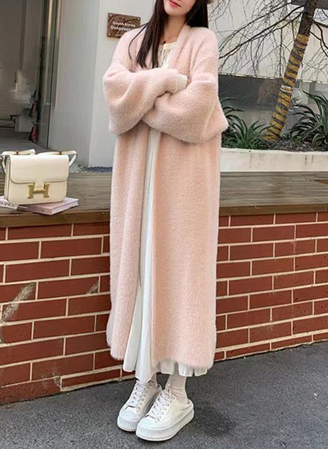 YUNIQEE سترة طويلة مفتوحة أمامية وردية للنساء - Image 1