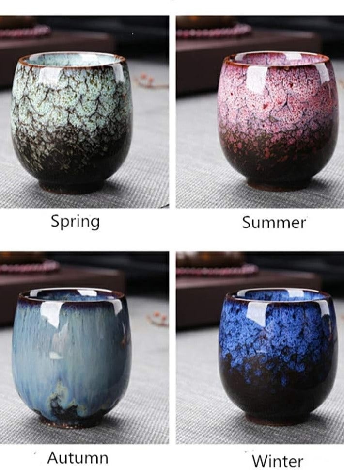 Joshberg 4 Piece Ceramic Teacup Double Walled Espresso Coffee Cup Porcelain Tea Cup Set,175 ml,4 Colors - Image 4