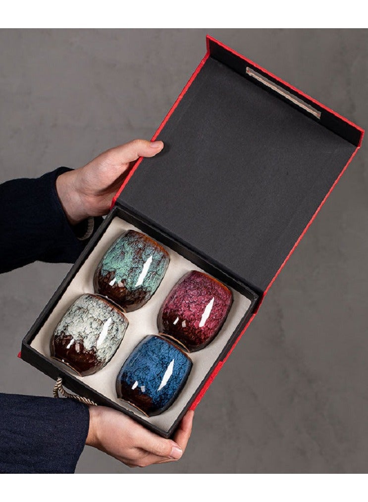 Joshberg 4 Piece Ceramic Teacup Double Walled Espresso Coffee Cup Porcelain Tea Cup Set,175 ml,4 Colors - Image 1