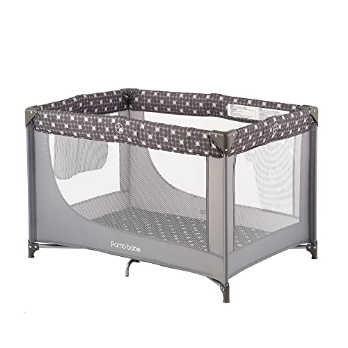 Pamo babe Pamo Babe Portable Crib Baby Playpen with Mattress and Carry Bag Grey
